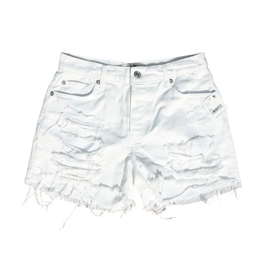 Free People Makai Cut Off Jean Shorts‎ Optic White New with Tag! 27